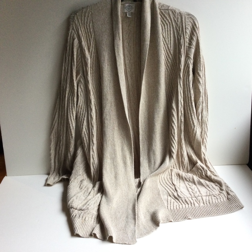 Long cotton cardigan with square pockets 1X